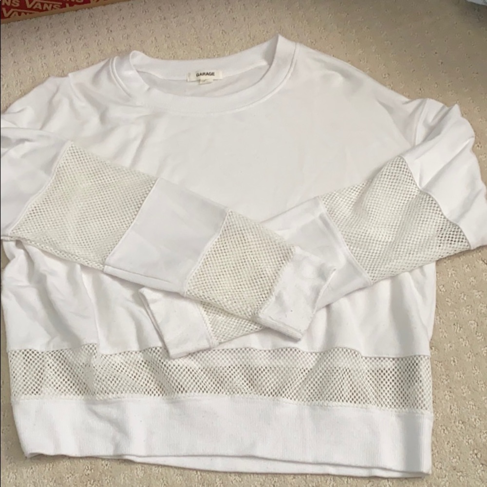 White Netted Crop Top